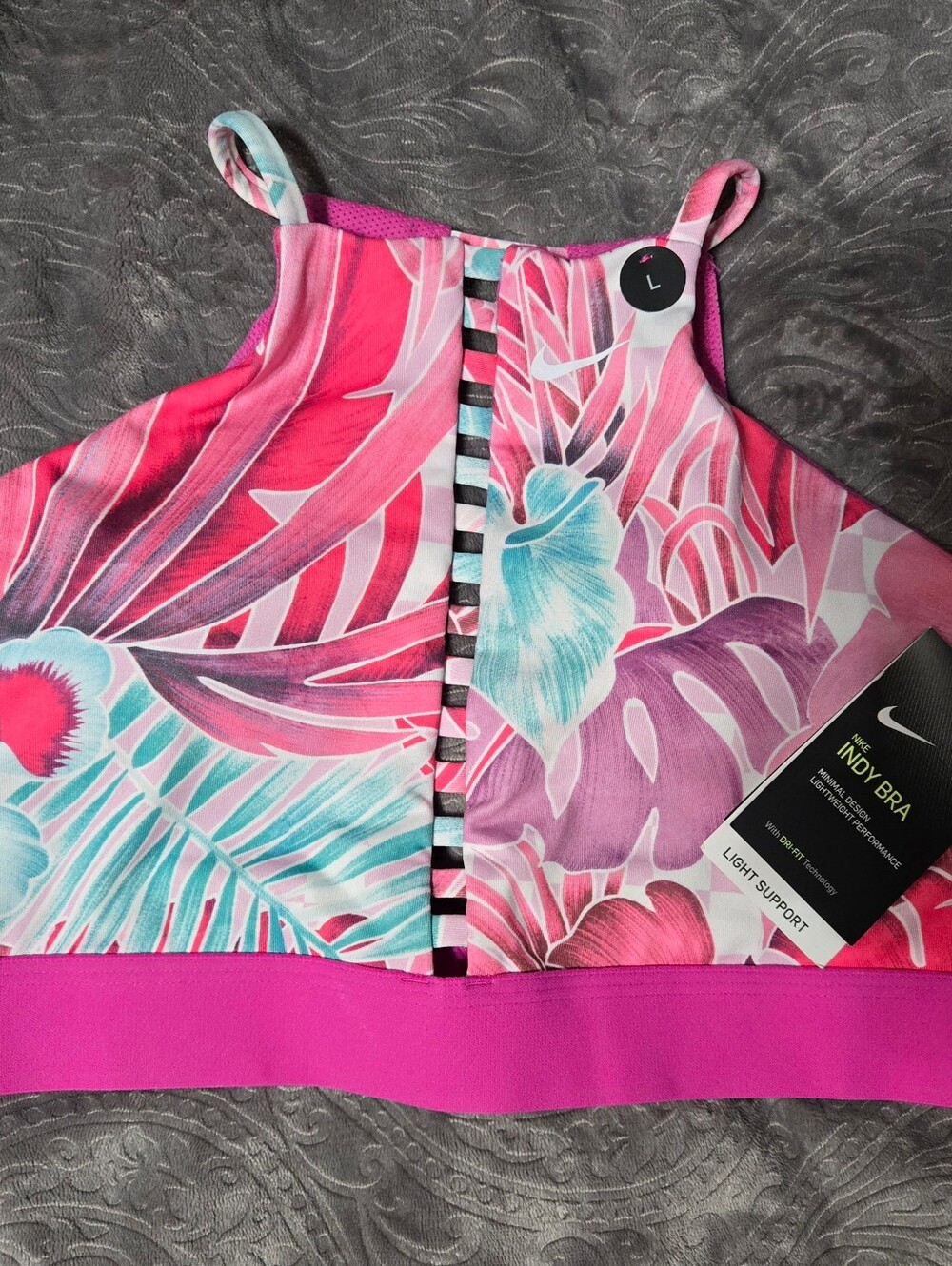 Nike Pink Tropical High-Neck Indy Bra